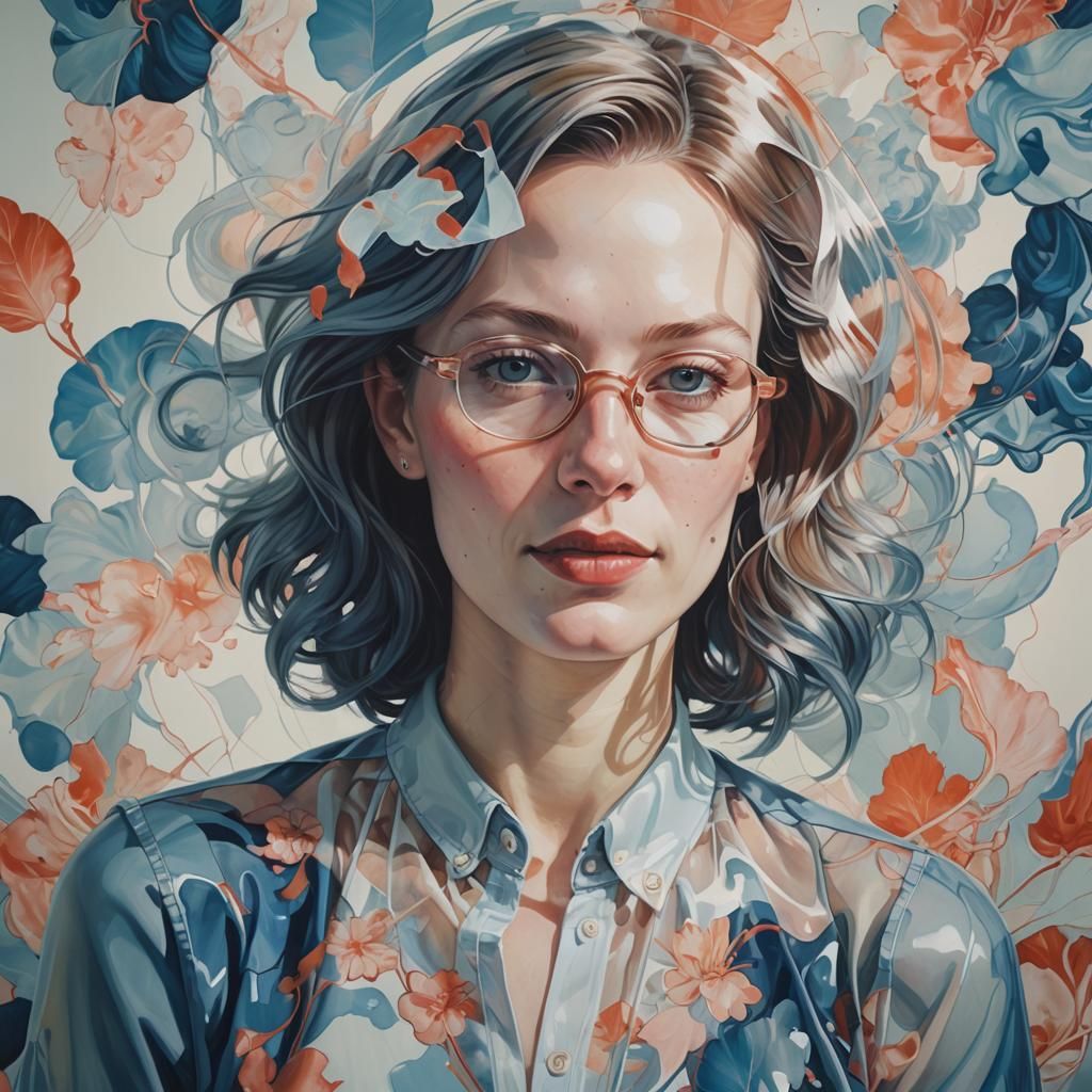 Joyful Teacher Portrait in Double Exposure Style