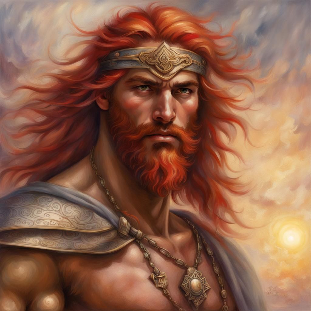 Arabian Warrior with Red Hair in Ethereal Fantasy Style