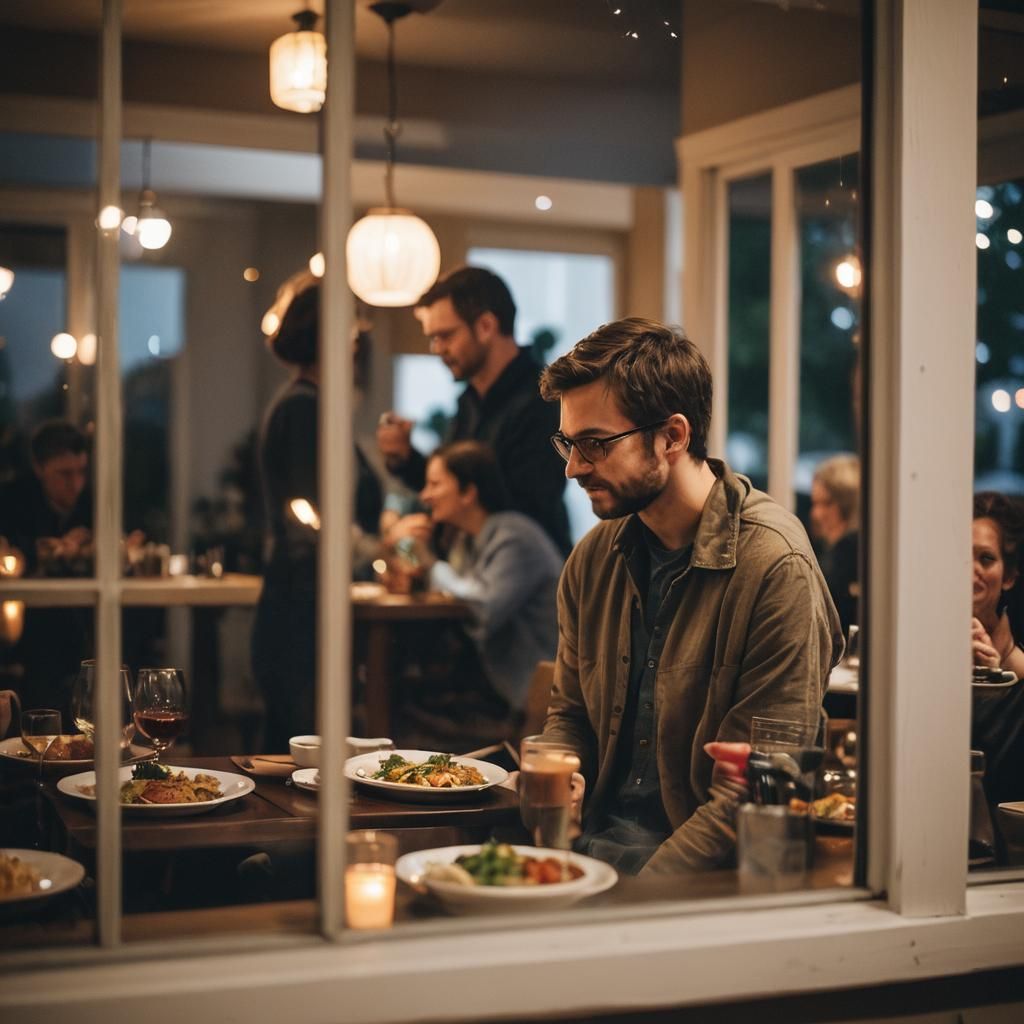 Voyeuristic Photography of Family Dinner Scene