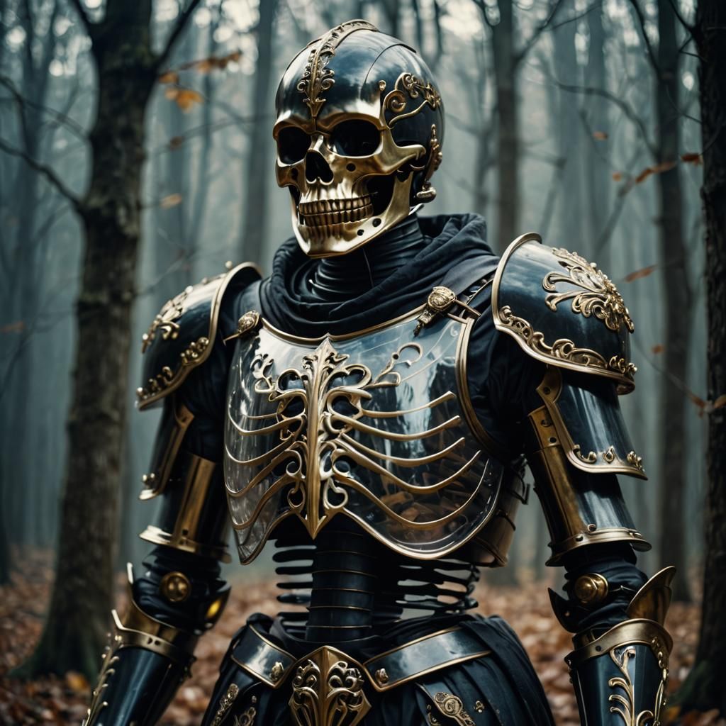 Translucent Skeleton Knight in Dark Vintage Style