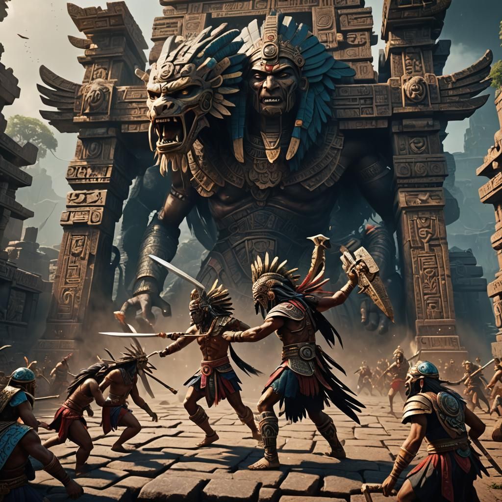 Aztec fighting Anunnaki and Nephilims
