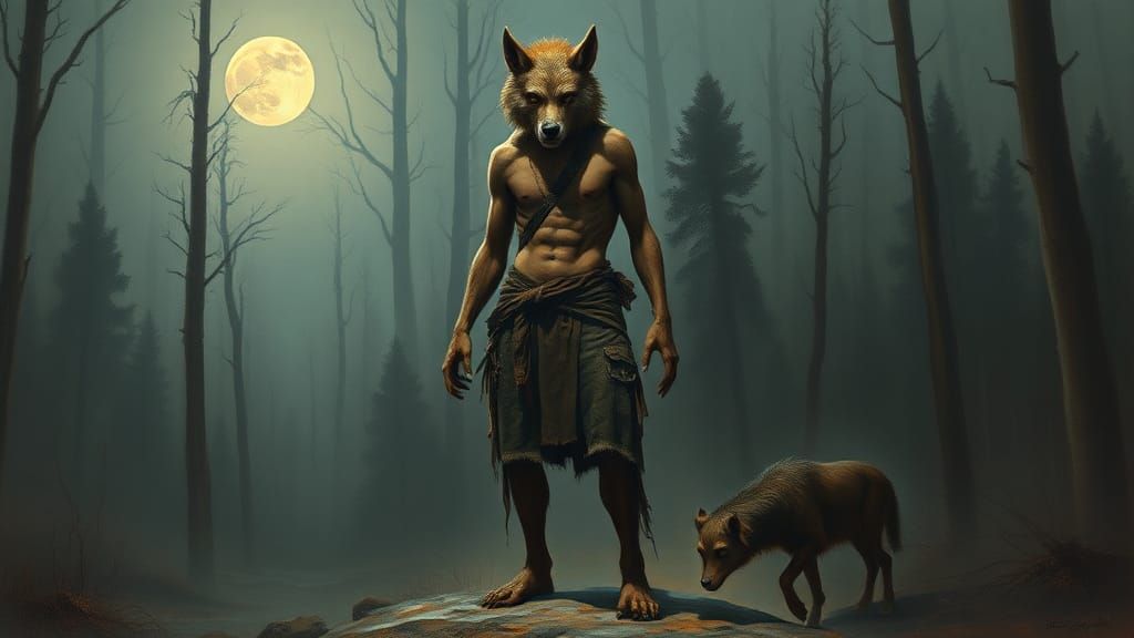 Werewolf Figure in Expressive Neo-Expressionist Style