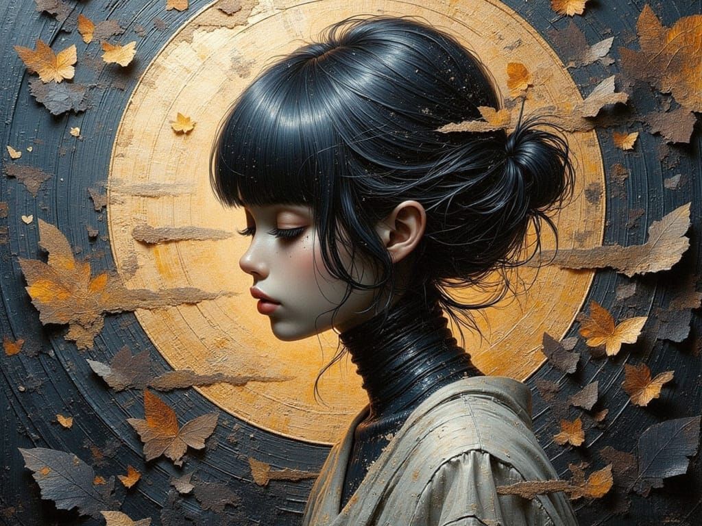 Textured Oil Painting with Brushstrokes in Anime Style