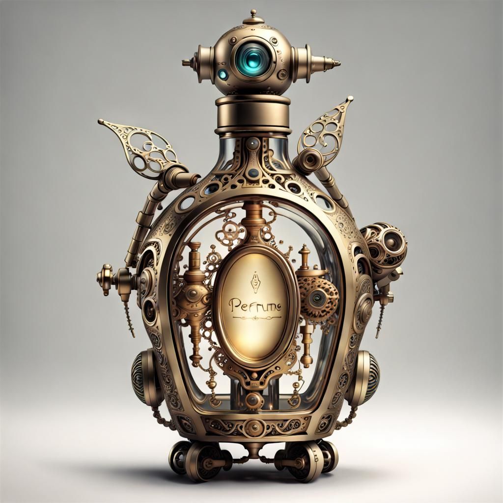 Robotic Perfume Bottle in Sci-Fi Style
