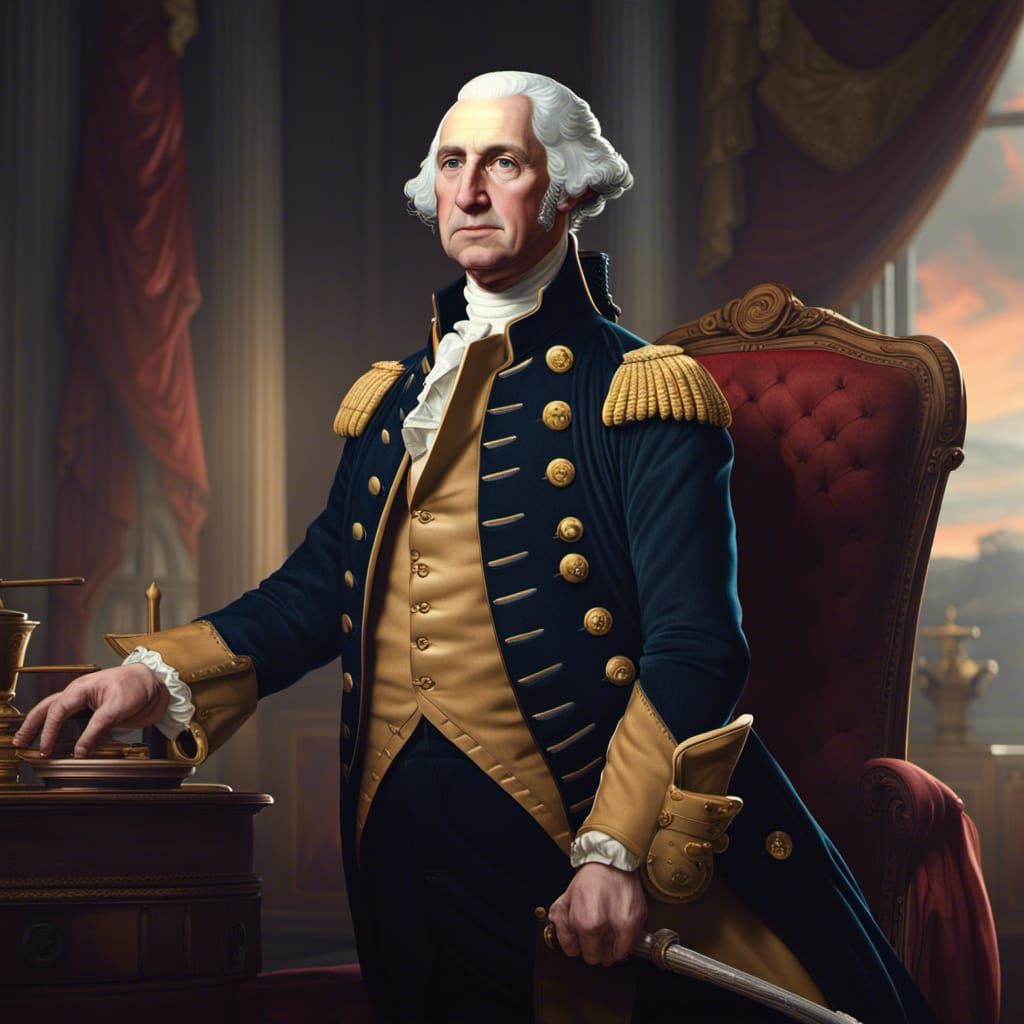 Realistic Portrait of George Washington in Detailed Matte Pa...