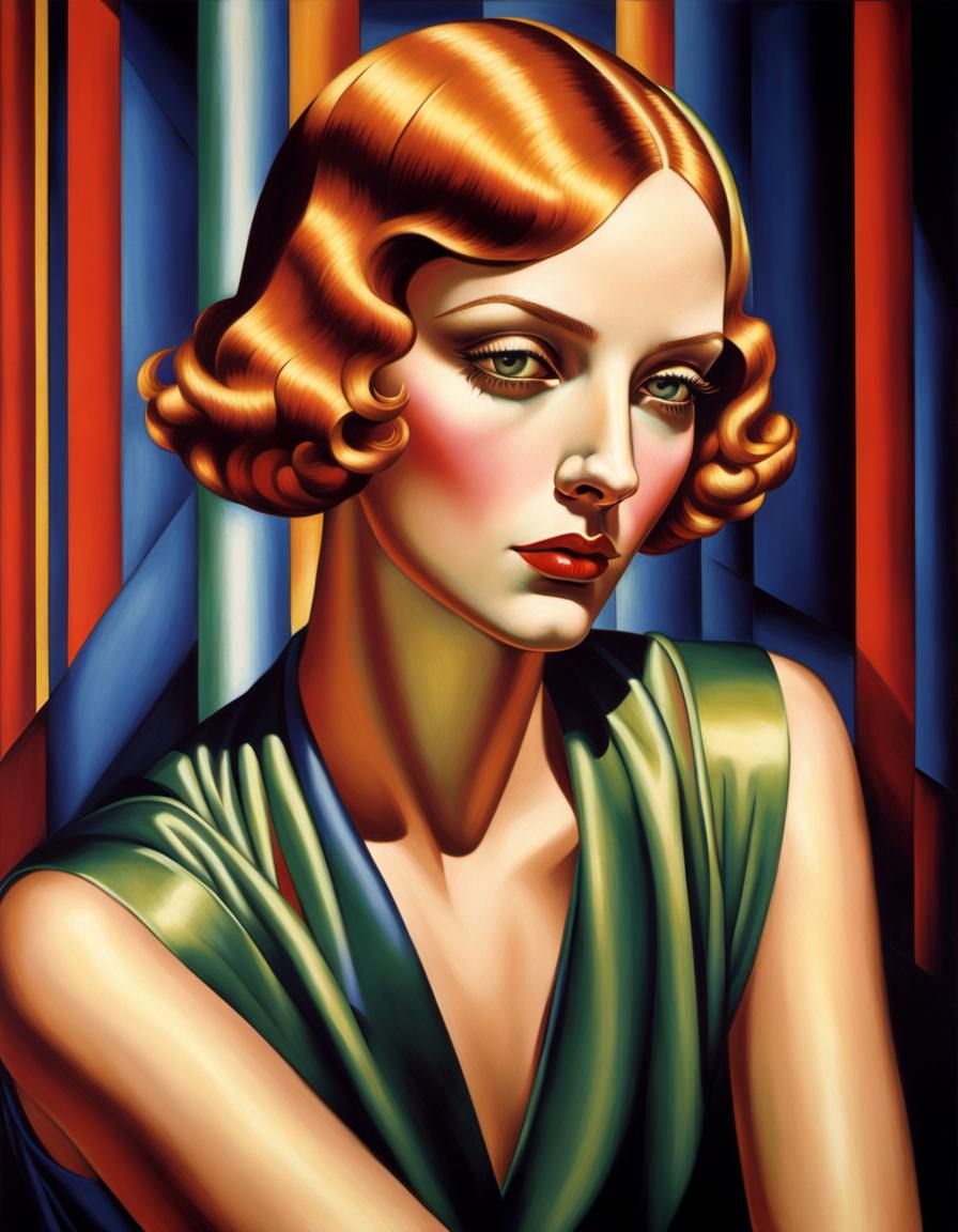 Art Deco Actress in Neon-Lit Room