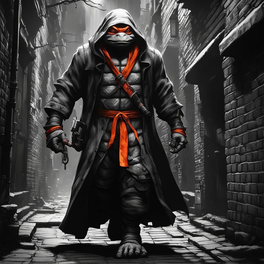 Ninja Turtle Ronin in Dark Alleyway