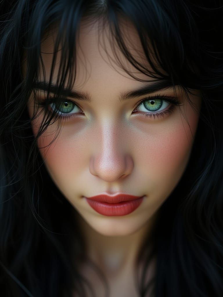 Woman with Heterochromia Eyes in Detailed Portrait