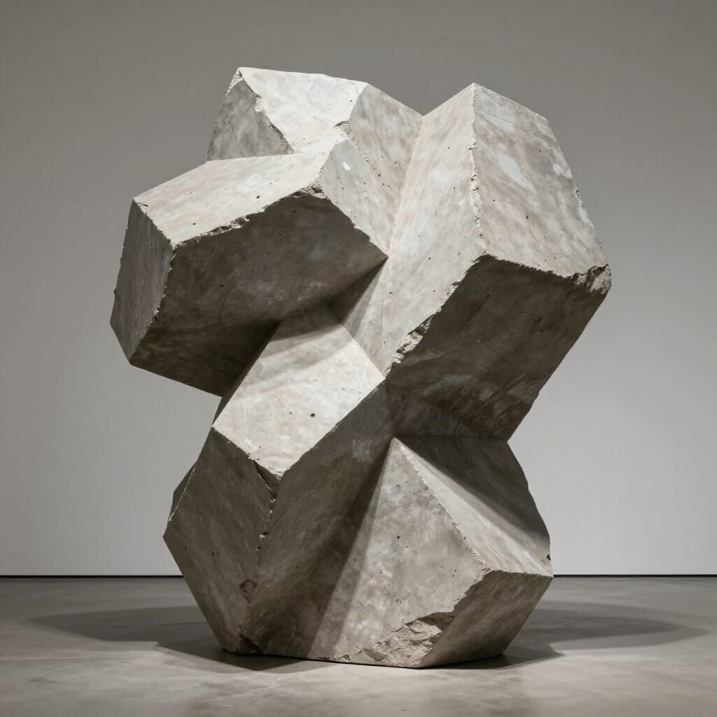 Neo-Brutalist Digital Sculpture with Dramatic Lighting