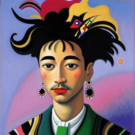 Abstract Geometric Painting in Expressionist Style