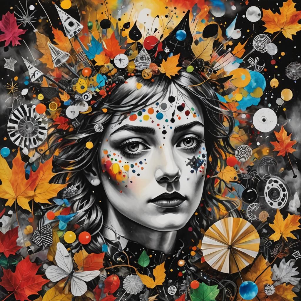 Dreamer in Surreal Autumn Rayograph Style