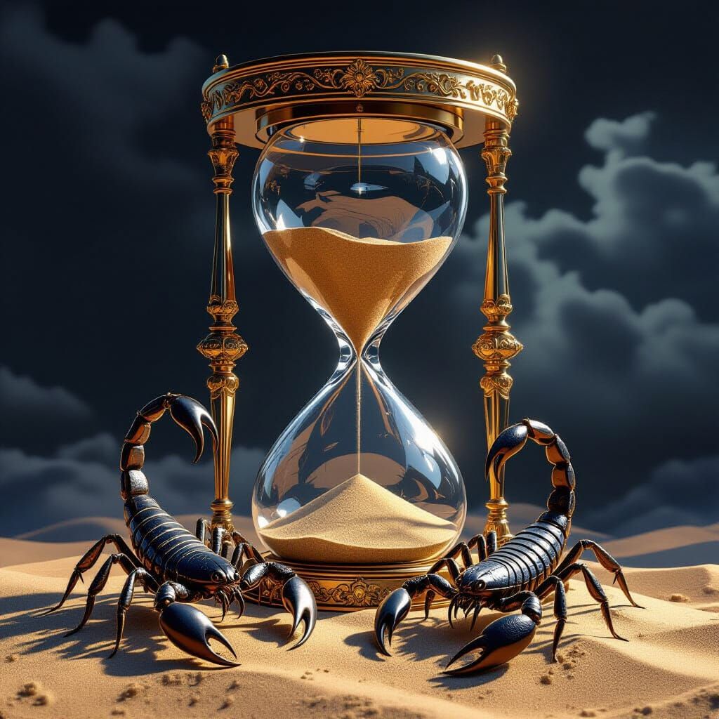 Hourglass With Scorpions in Baroque Style