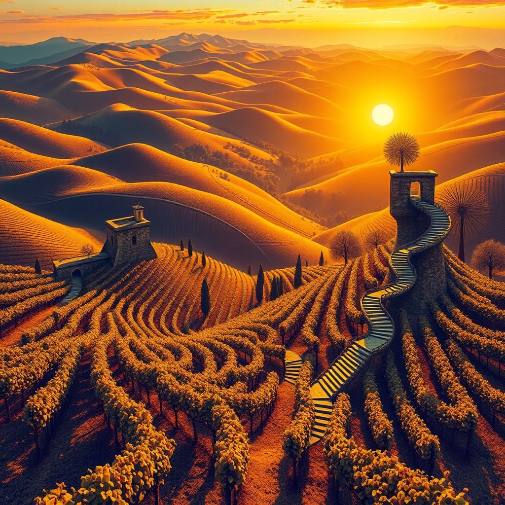 Tuscan Vineyard Transforms into Impossible Realms