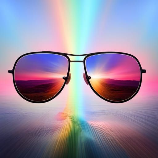 Vibrant Rainbow Light Emanates from Pink Glasses