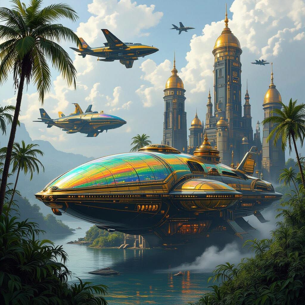 Wakanda Steampunk Steamships with Aircraft