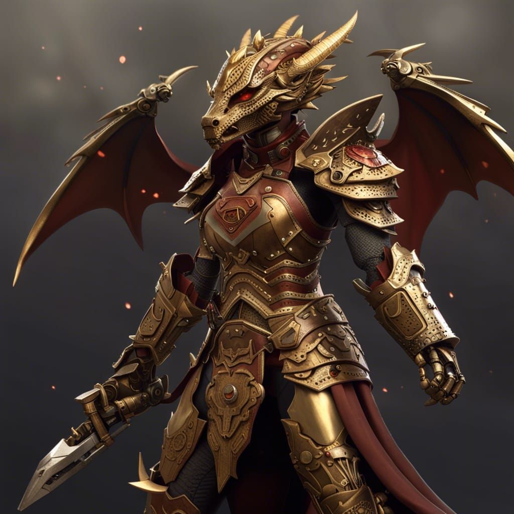 Dragonborn Spellcaster in Arcanepunk Style