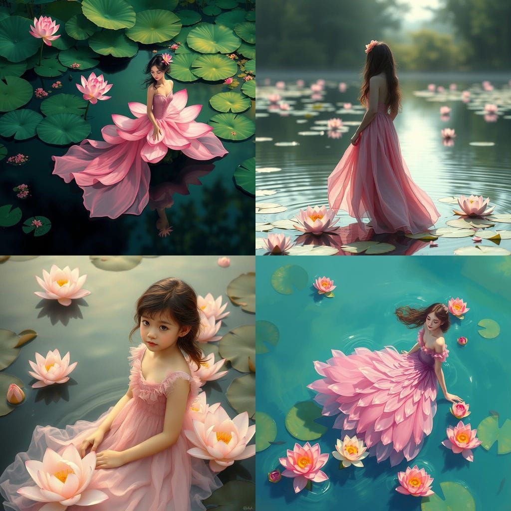 Surreal Beauty of a Girl Floating on Water in a Lotus Petal ...