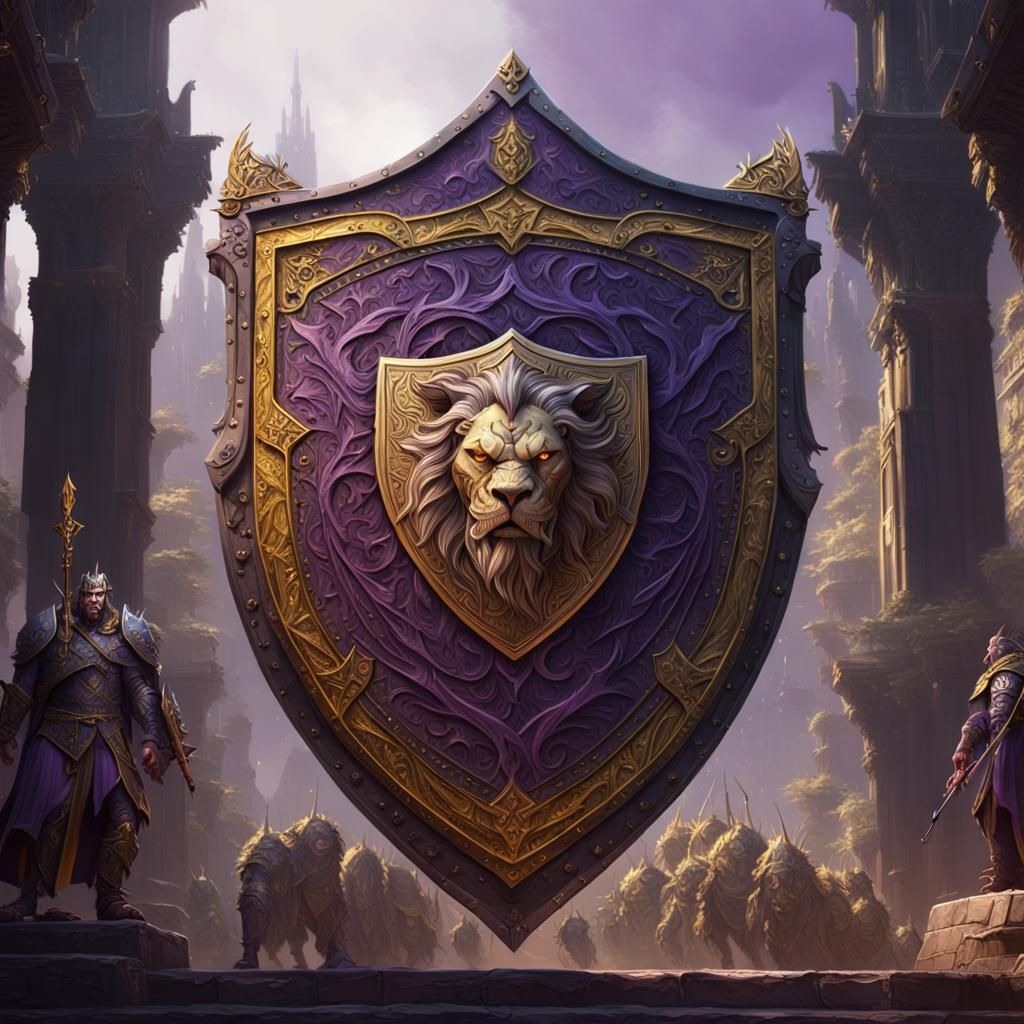 Intricate Dark Fantasy King with Shield