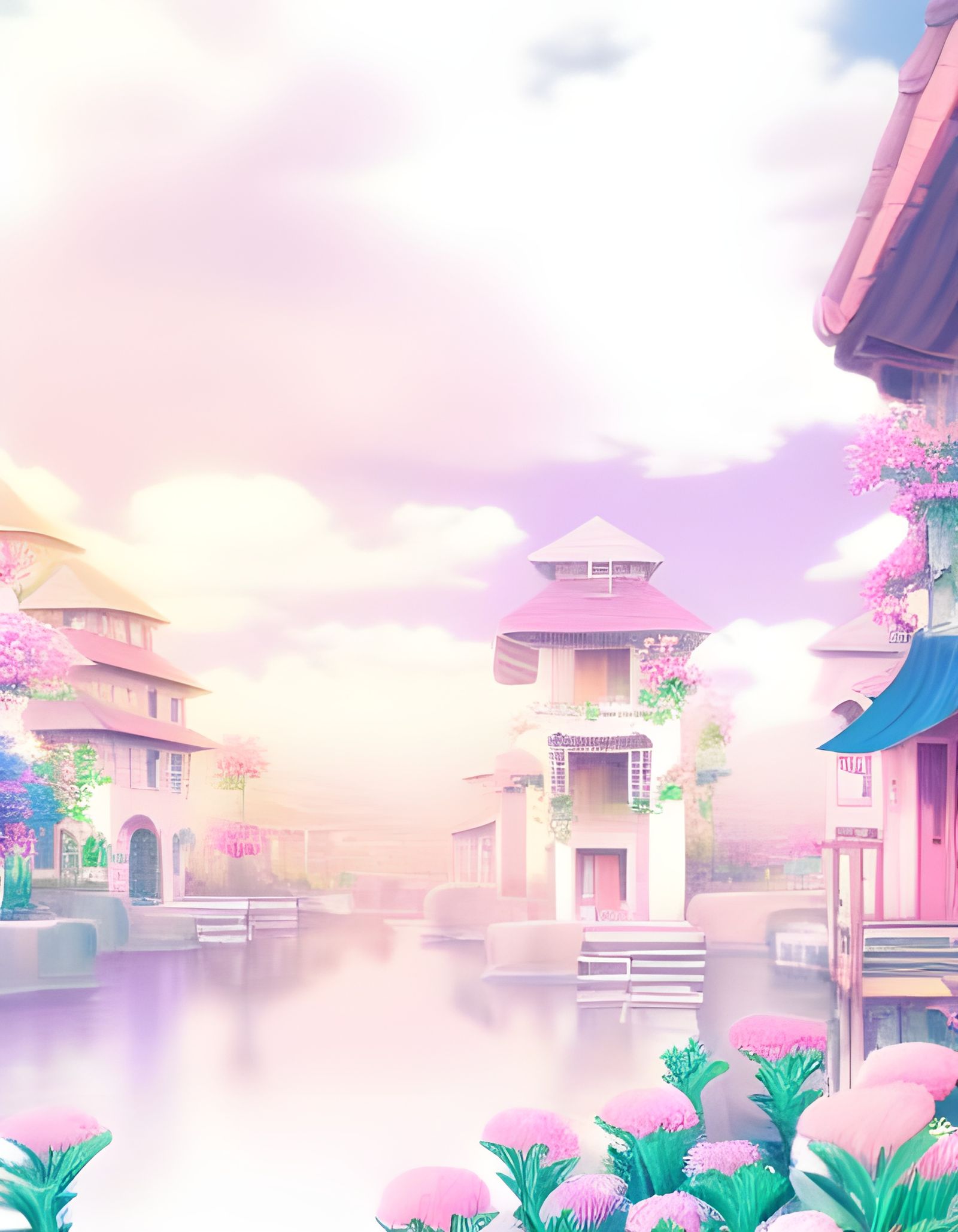 Serene Lofi Village in Cel-Shaded Style