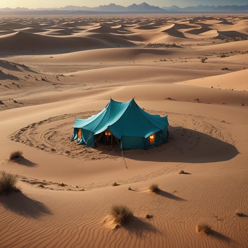 Desert Tent in Matte Painting Style