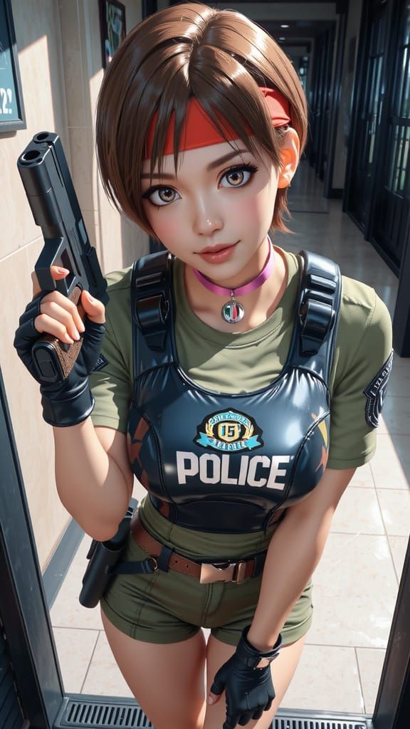 Competent Rebecca Chambers in STARS Uniform, Anime Style