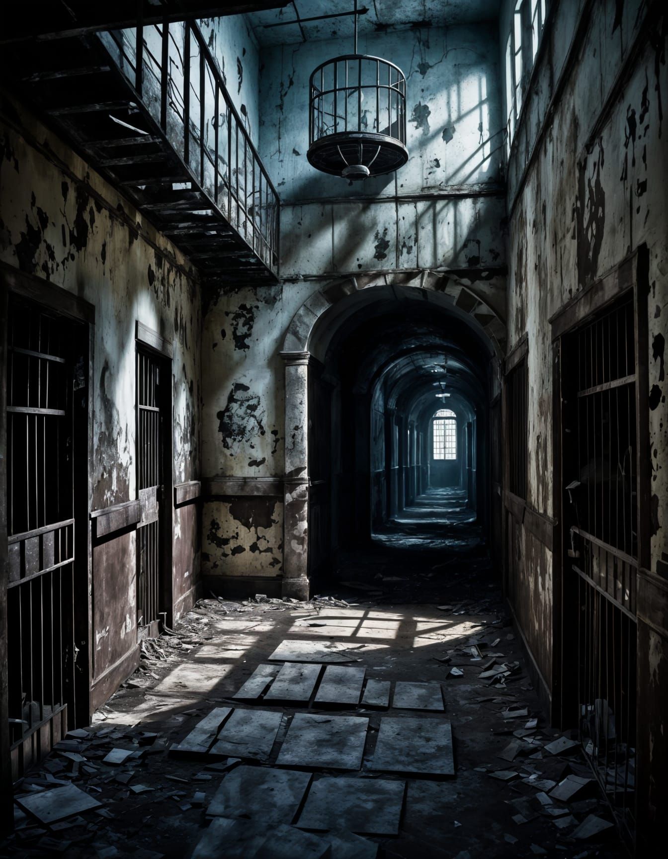 Eerie Abandoned Prison Interior in Sharp Focus