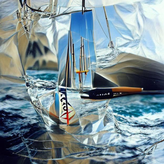 Sailing Yacht on the Ocean in Hyperrealism