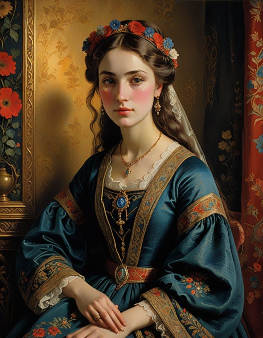 Medieval Novogordian Maiden with Delicate Freckles