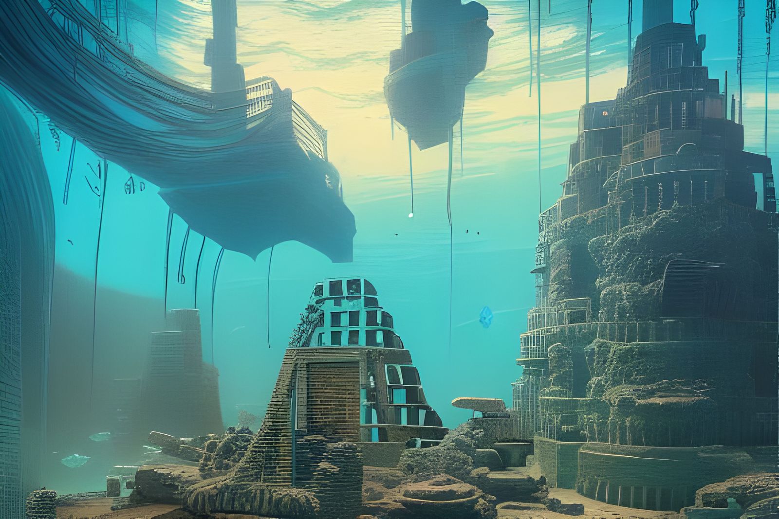 Atlantis Underwater Kingdom Ruins: Matte Photography