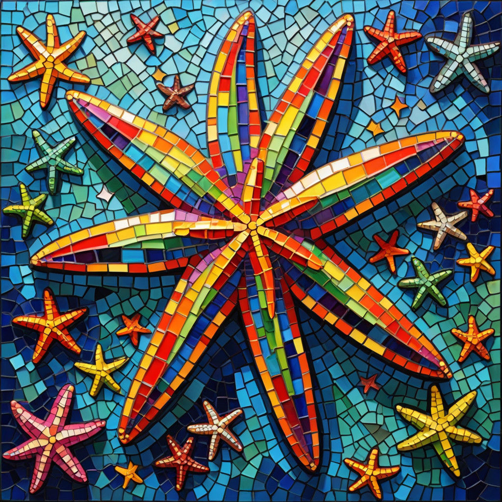 mosaic neon starfish stainglass