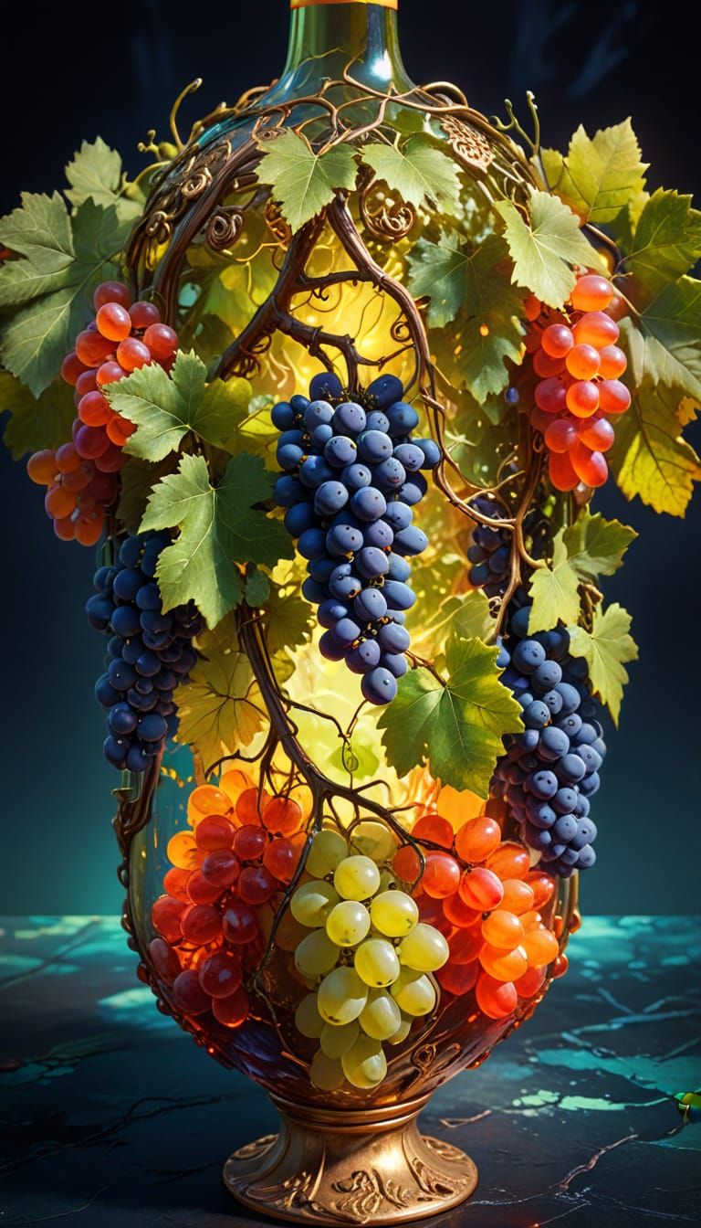 Surreal Vineyard Scene in Photorealistic Style