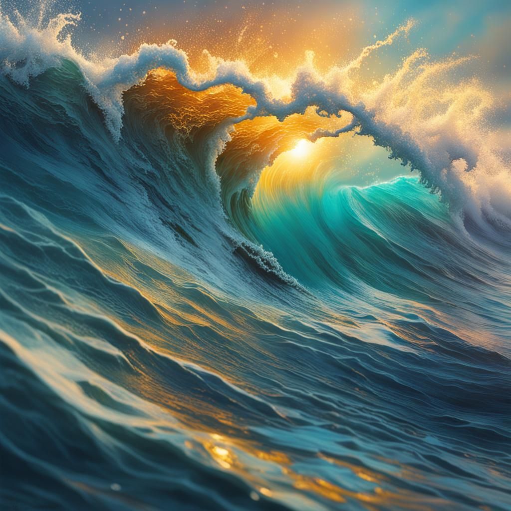 Hyperrealistic Ocean Splash Art Concept