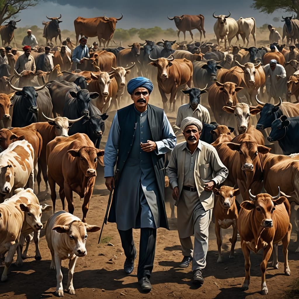 Pakistani Man with Mixed Face in Rural Scene