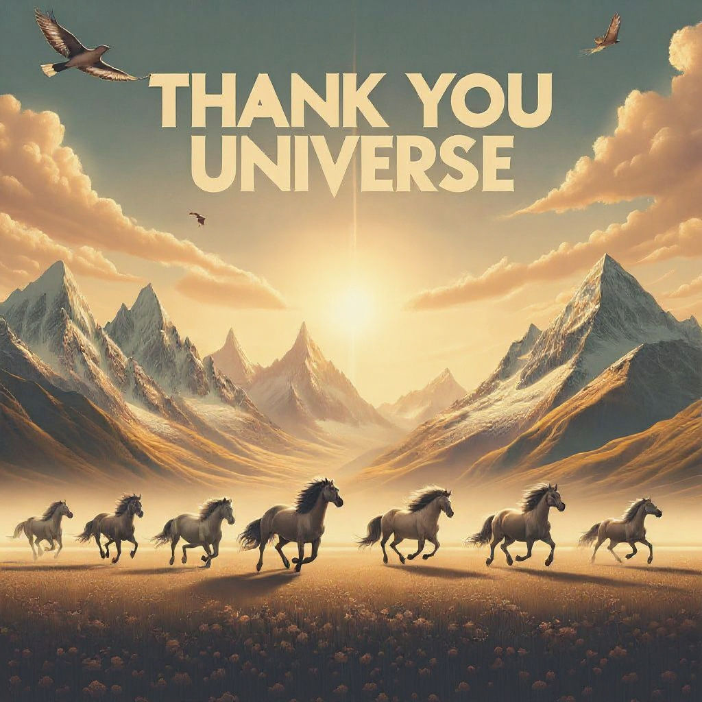 Inspirational Poster of Horses Thanking the Universe