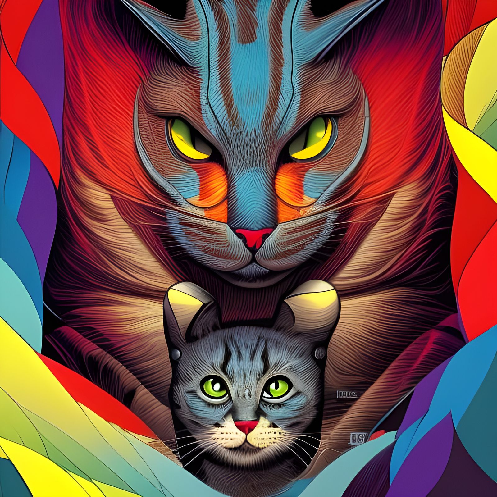 Sad Eyed Cats in Screen Print Style