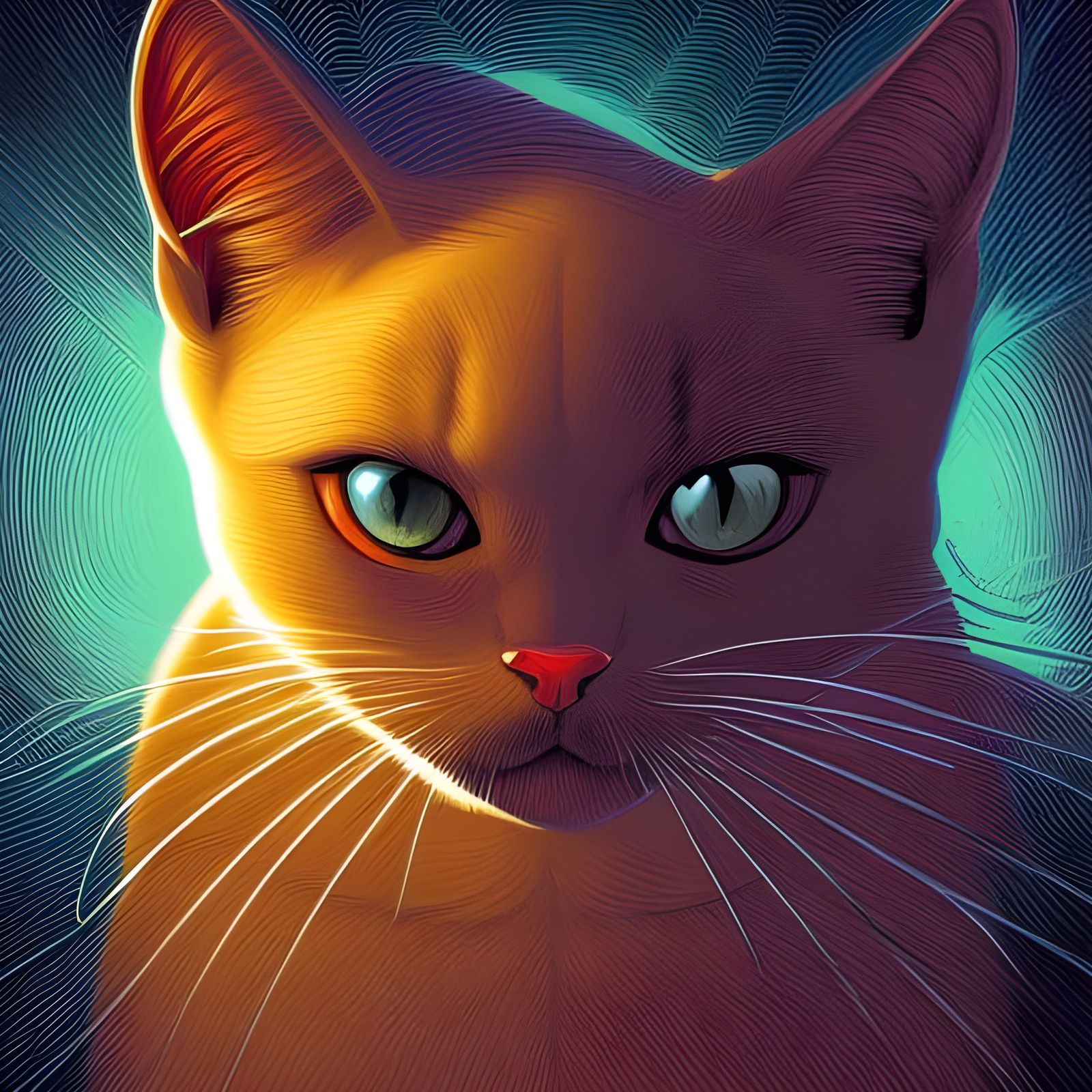 Sad Eyed Cats in Digital Comic Book Art