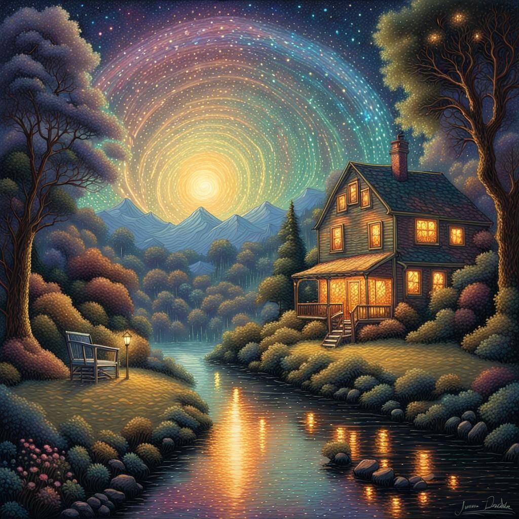 Cosmic Serenade: Holographic Pixelscape Light Painting