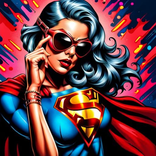 Supergirl in Graffiti Street Art Style