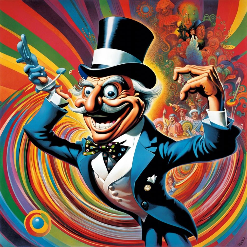 Psychedelic Monopoly Man Dancing with the World