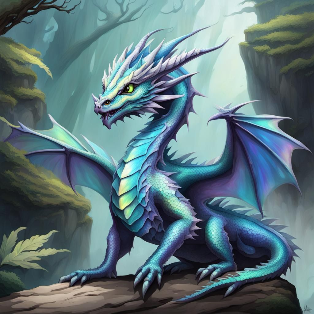 Young Iridescent Dragon Shimmers