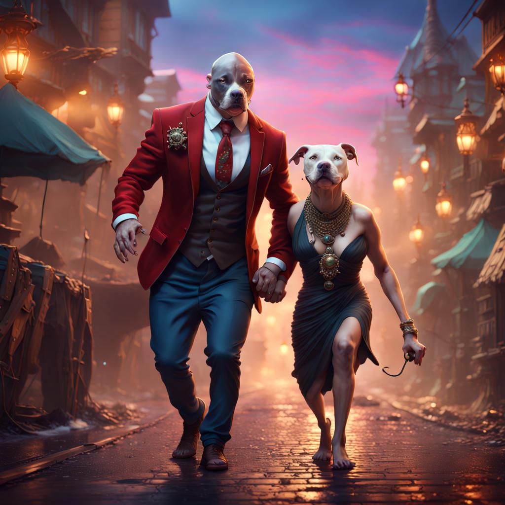 Anthropomorphic woman - pitbull head