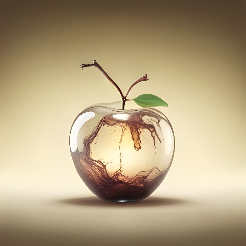 Enchanted Glass Apple Reflecting Sunlight in CGI