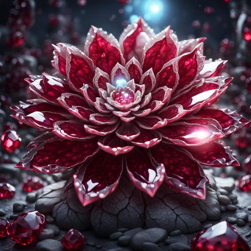 Ruby and White Crystal Flower