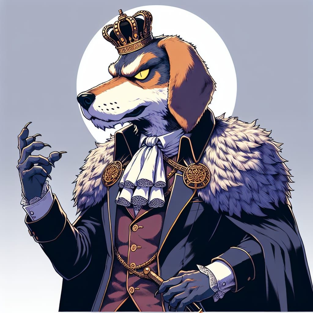Anthropomorphic Beagle Werewolf Dictator in Manga Style