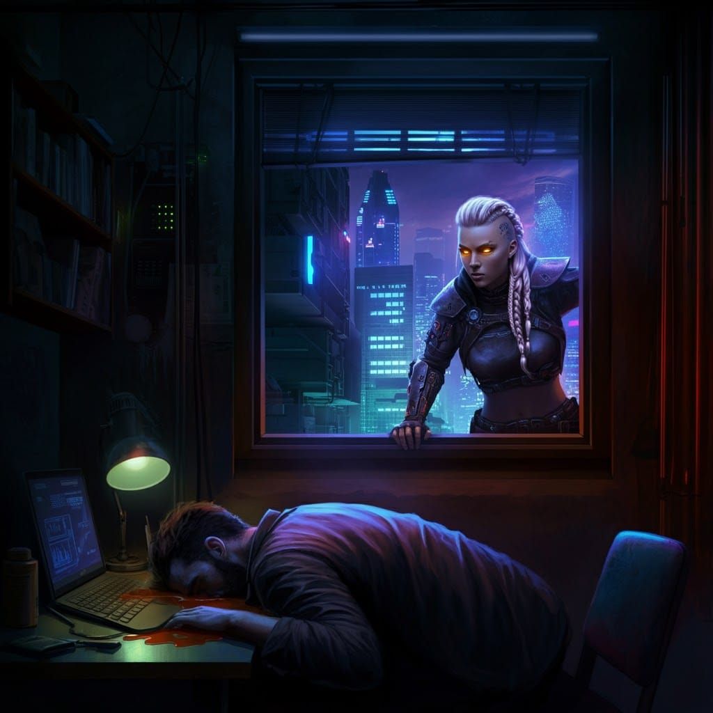 Cyberpunk Assassin Infiltrates Apartment in Sci-Fi Glitch