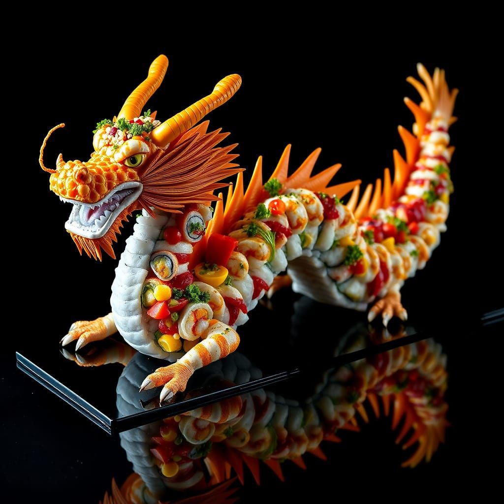 Sushi Dragon: A Culinary Masterpiece in Ultra-Realistic Deta...
