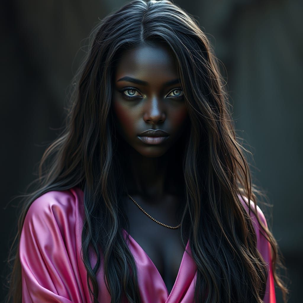 Ethereal Black Goddess with Iridescent Scales