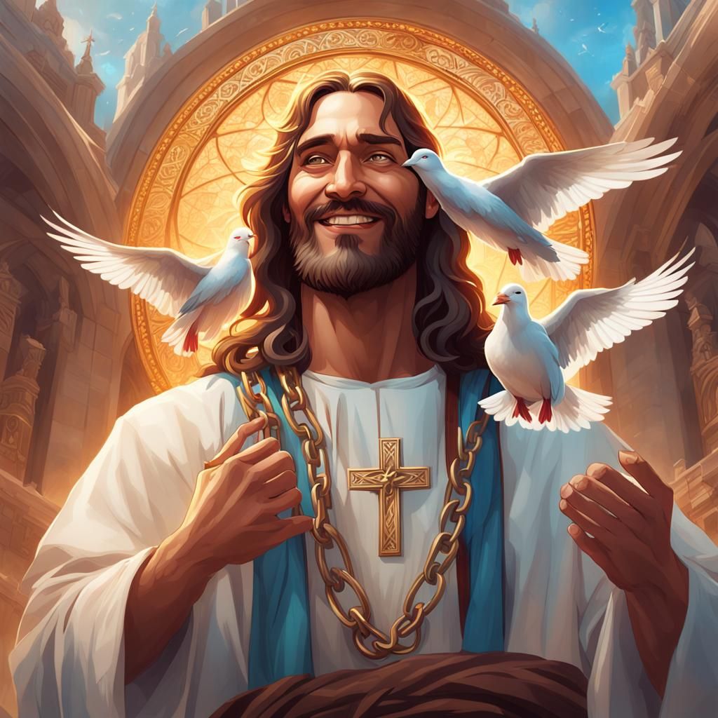 Jesus Christ Portrait: Breaking Chains with Dove