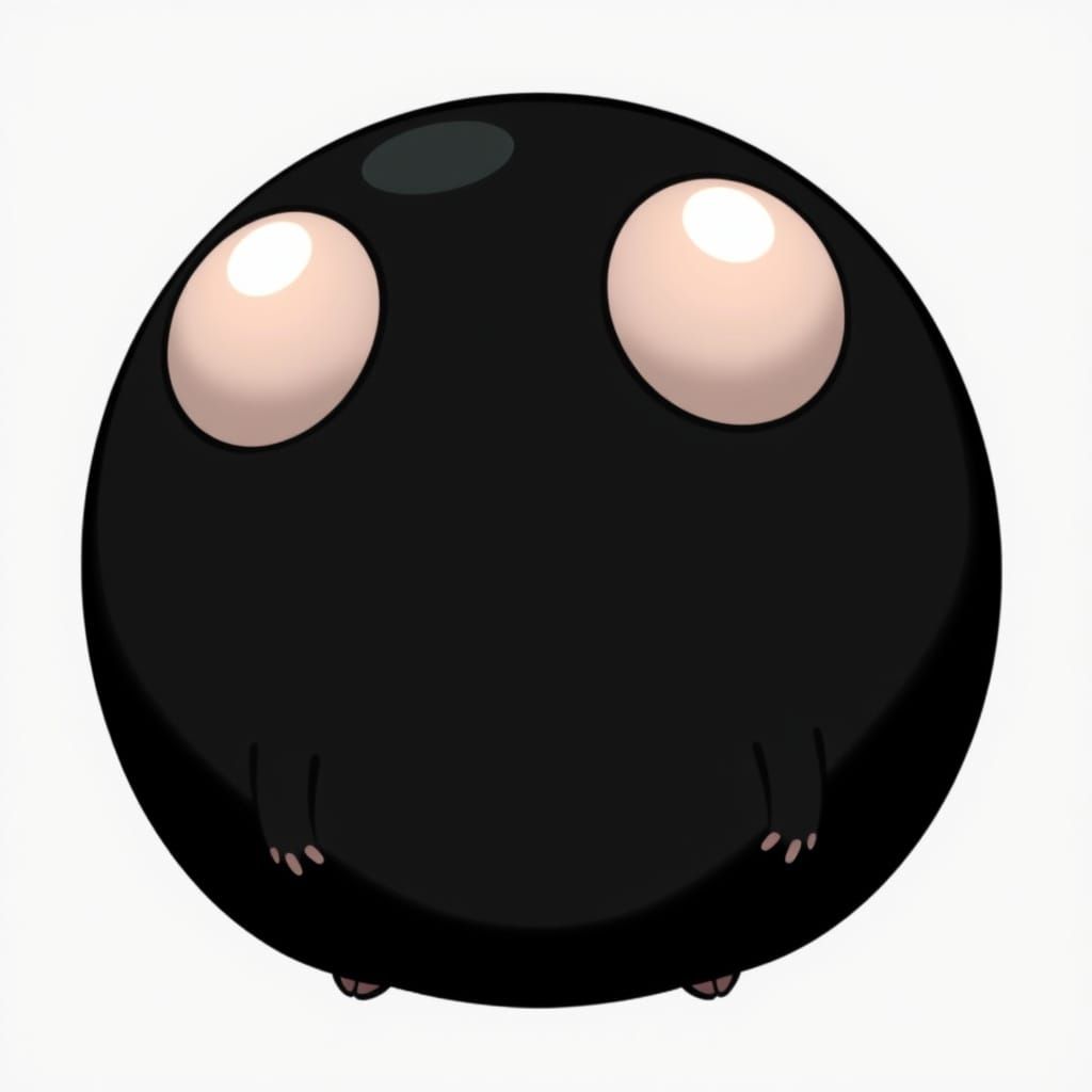 Whimsical Studio Ghibli Soot Sprite with Oversized Eyes