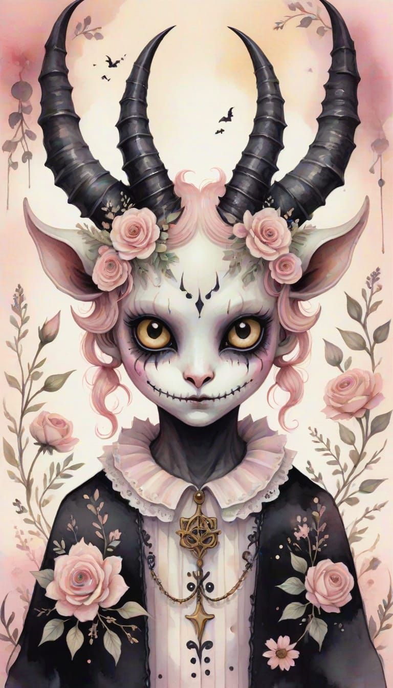Surreal Pastel Demon in Cute Attire